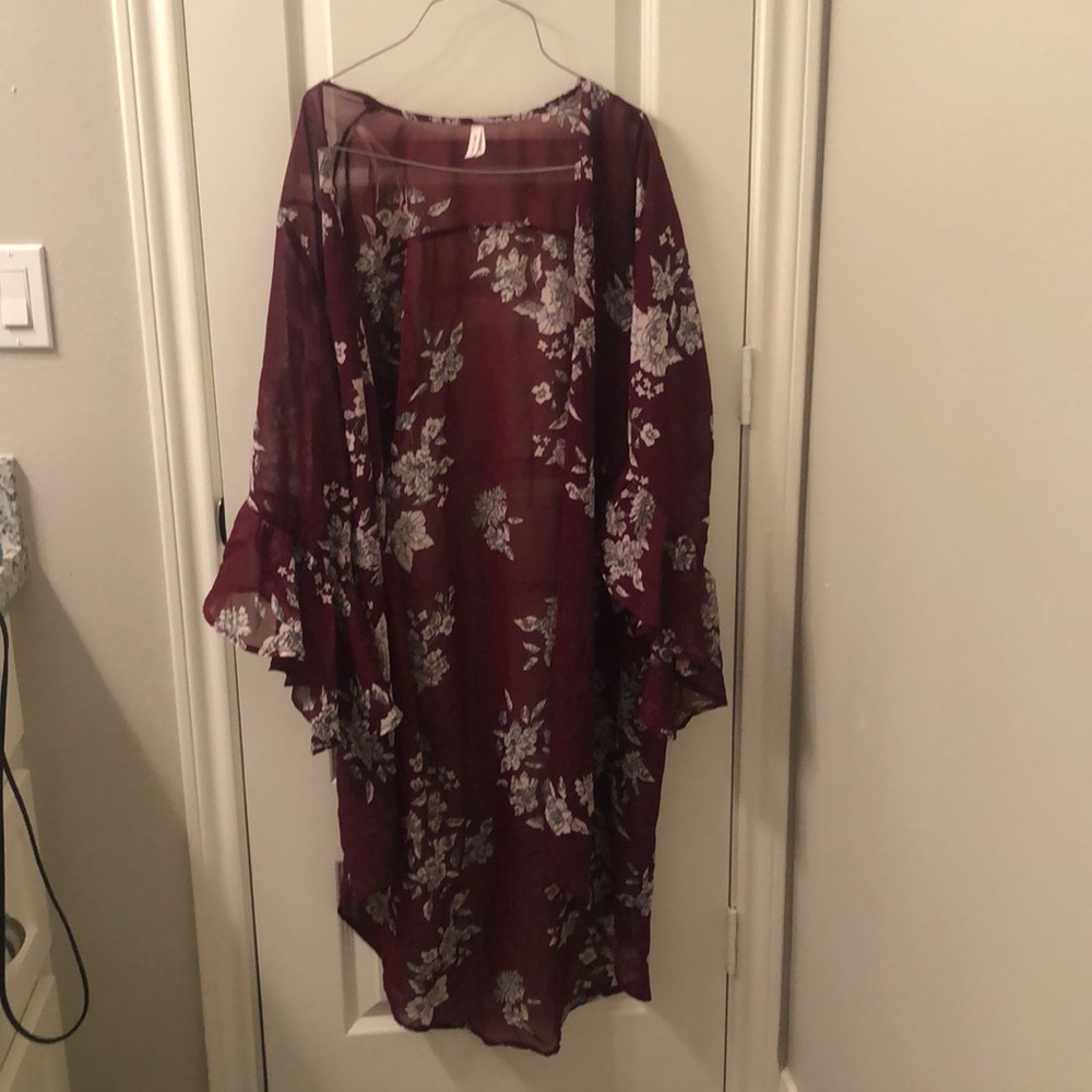 See through floral cardigan